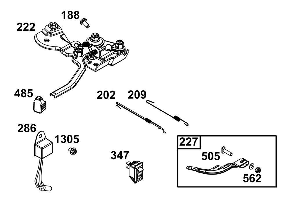Controls Group Diagram and Parts List for 130G32-0258-H1 100000 - 19Z999 Briggs and Stratton Engine